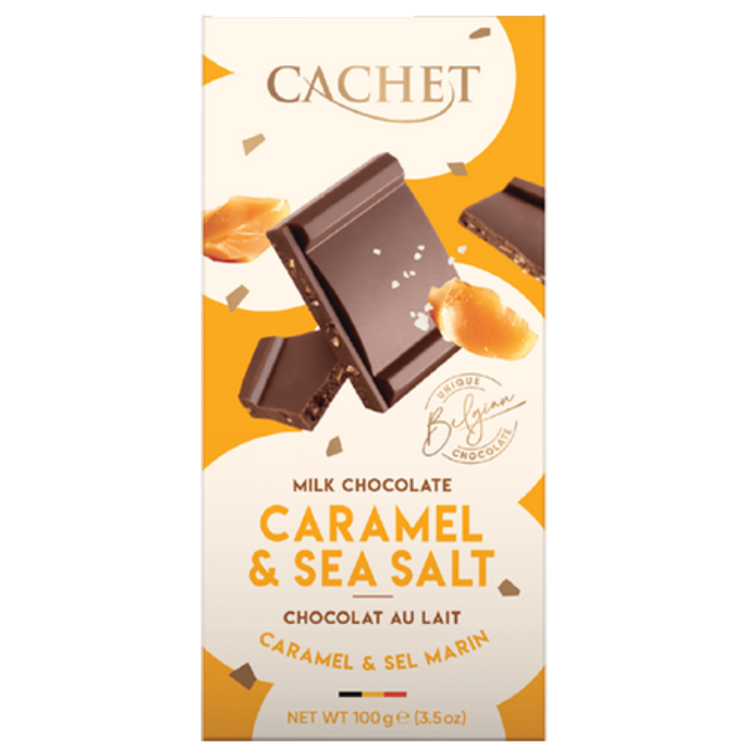 CACHET MILK CHOC W/CARAMEL&SEA SALT 100G